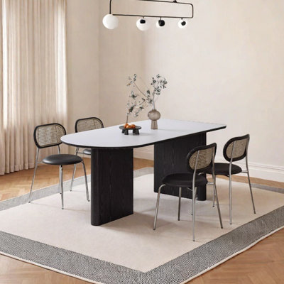 Parquet oval dining table set