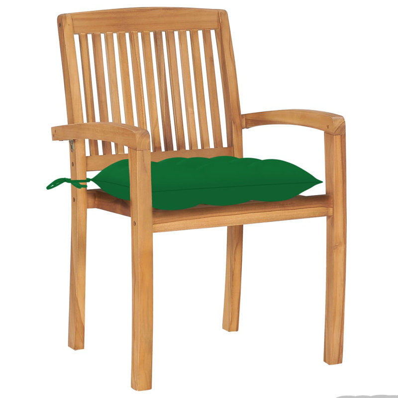 Chaise de patio en teck avec coussins, Vert