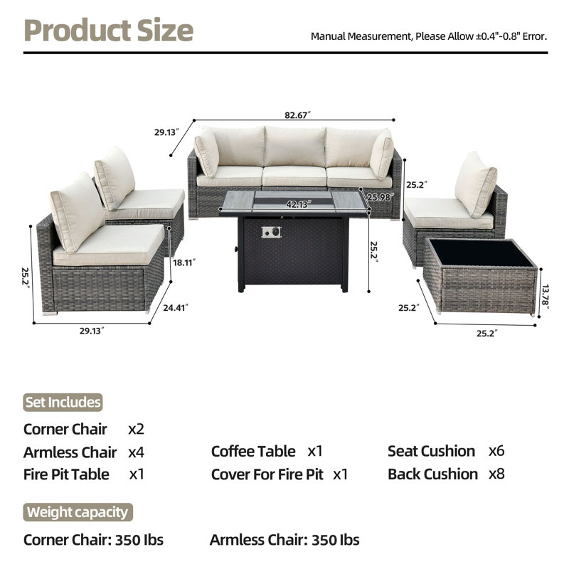 Aliva 6 - Person Patio Conversation Set with Cushions, Beige