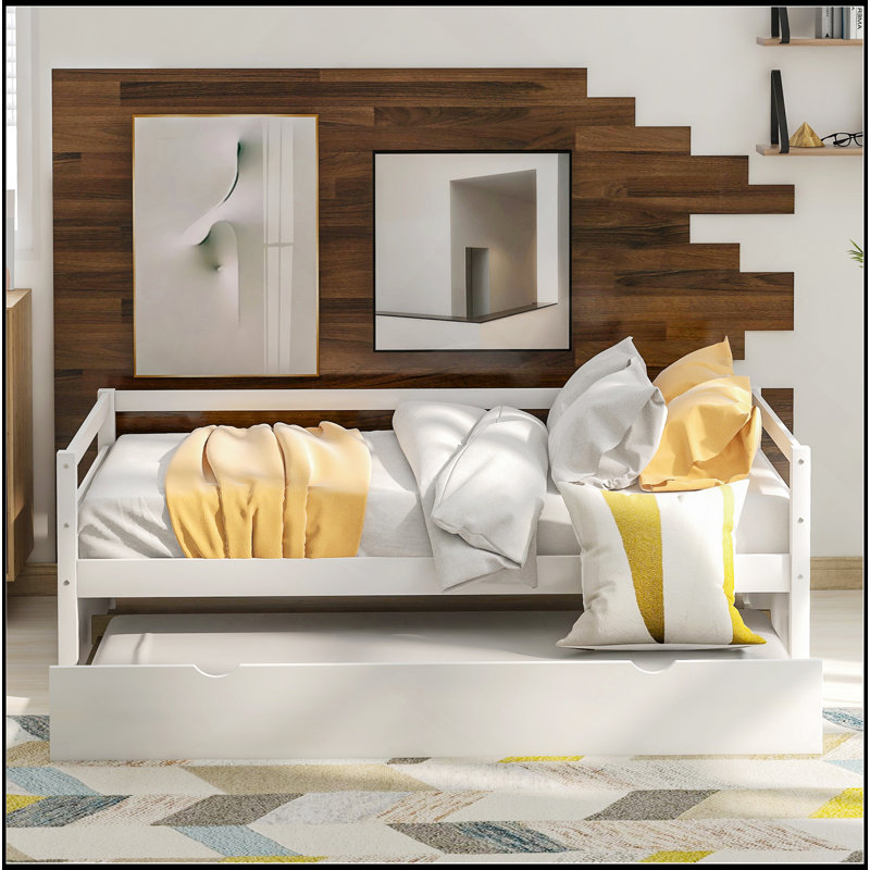 Daybed With Trundle Frame Set, Twin Size, White