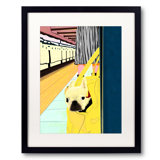Commuter With Dog In Bag Print by Evan Sklar