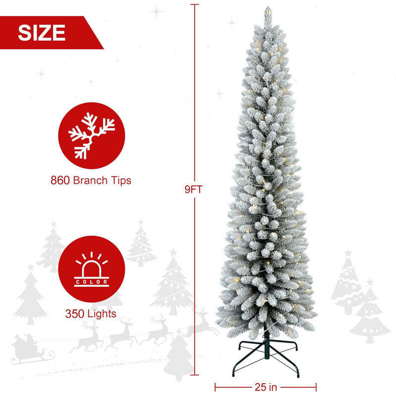 Arbre de Noël pré-éclairé en velours texturé, 9'