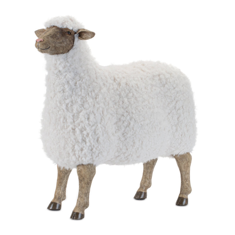 Statue de mouton à fourrure L 23 po