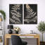 Minimal Botanical "Œuvre de fougère à feuilles gris foncé et brun clair, images murales rustiques modernes minimalistes neutres, ensemble de 2 impressions murales sur toile,"-119463616-92285420-92285416