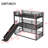 Twin XL Over Twin XL Over Twin XL Bunk Bed With Slide, Metal Triple Bunk Bed With Safety Guardrails, Heavy-Duty Bunk Bed With Noise-Reduced Design, Black-1838567012