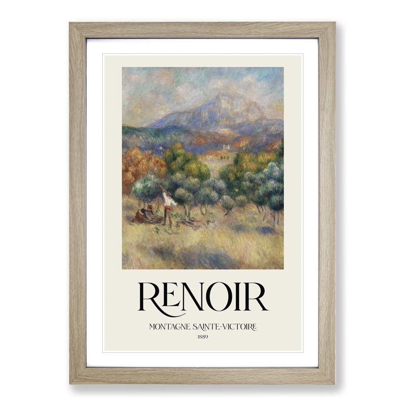 Mount of Sainte Victoire by Pierre-Auguste Renoir - Picture Frame Painting, 48cm H x 36cm W x 2cm D, Oak
