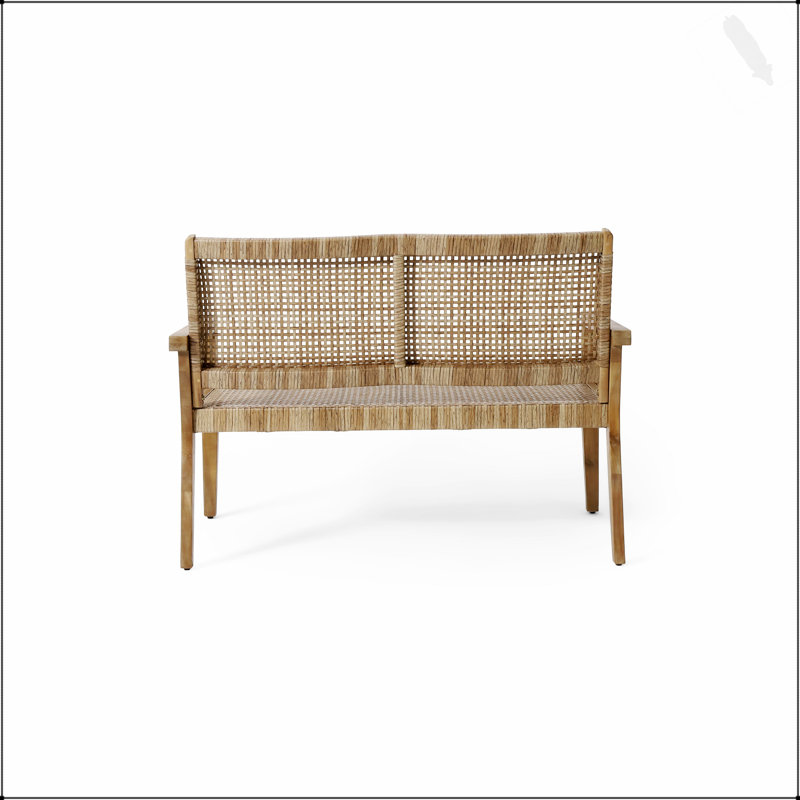 Causeuse d'extérieur durable en osier et bois d'acacia avec une conception résistante aux intempéries pour le patio et le porche