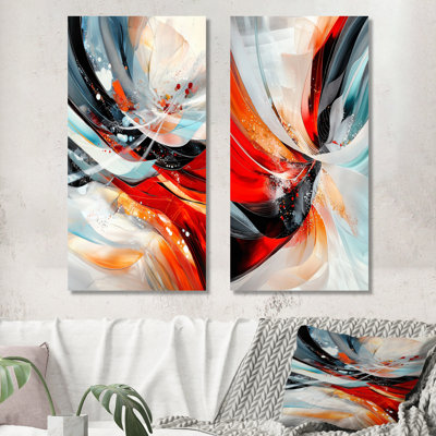 Disintegrating Order of Red Fractal – Abstract 2 Piece Metal Wall Art Prints