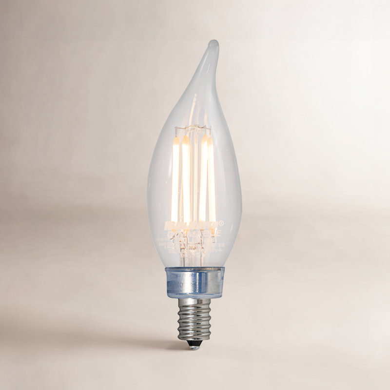 4.5 Watt 40 Watt Equivalent, CA10 LED Dimmable Light Bulb, (2700K) E12/Candelabra Base