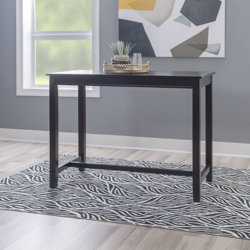 Bartonville Solid Wood Base Pub Table, 36" H x 47.25" L x 23.75" W, Black