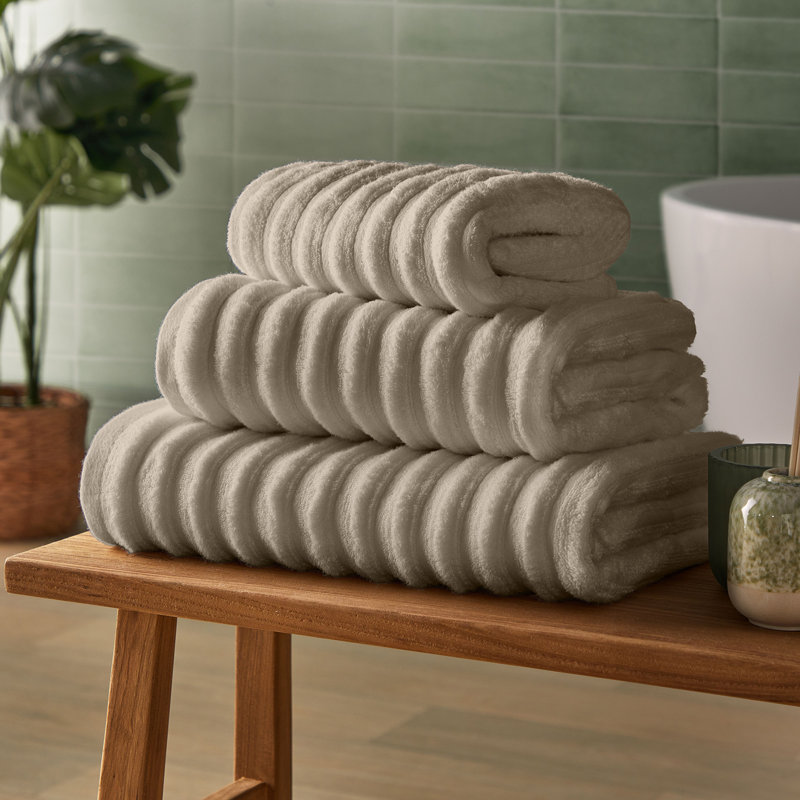 Silentnight Ribbed Cotton Bath Sheet Towel, Cream, Bath Sheet - 1 Piece