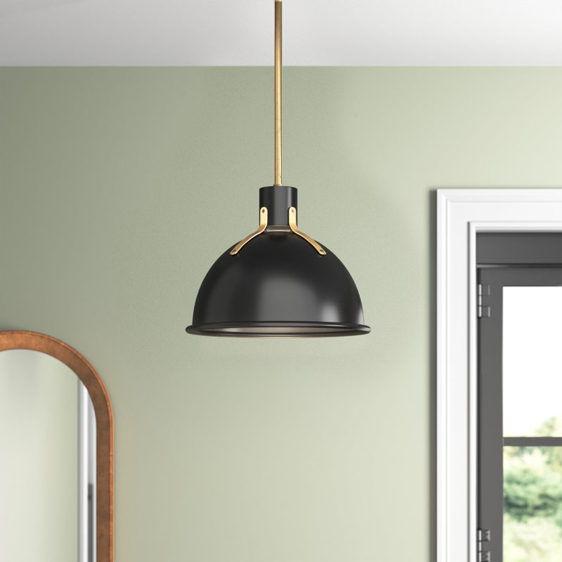 Clendon 1-Light Dimmable Metal Dome Pendant, Satin Black, 17" H x 20" W x 20" D, Satin Black