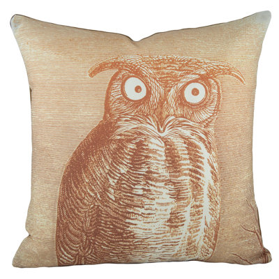Owl Cotton Blend Reversible Throw Pillow