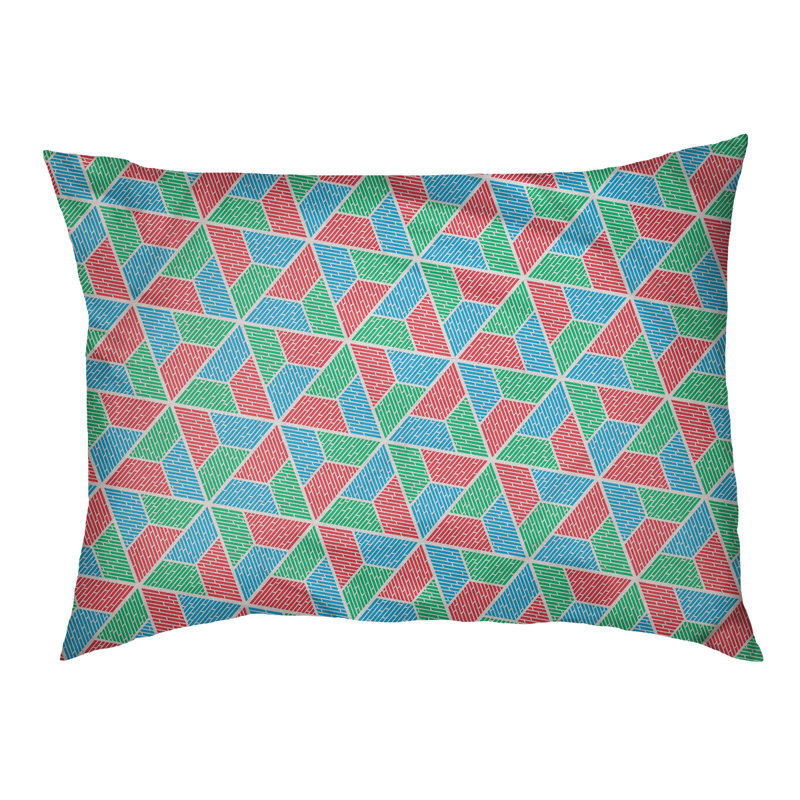 Coussin pour chien Byrge Trapezoids, Très grand (l 50 po x P 40 po x H 42 po), Bleu vert / orange / bleu