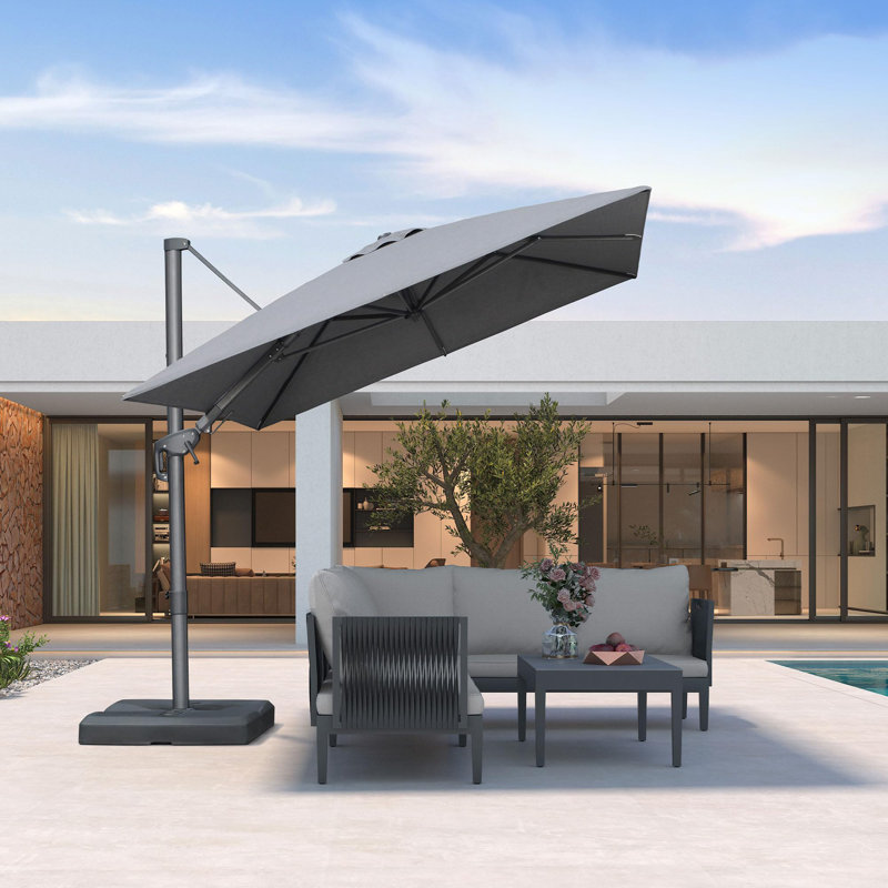 Cantilever Parasol, 264.2cm H x 335.3cm W x 243.8cm D, Graphite Grey