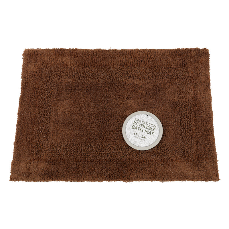 Tapis pour salle de bain en coton réversible Crewkerne, Brun, l 17 po x L 21 po