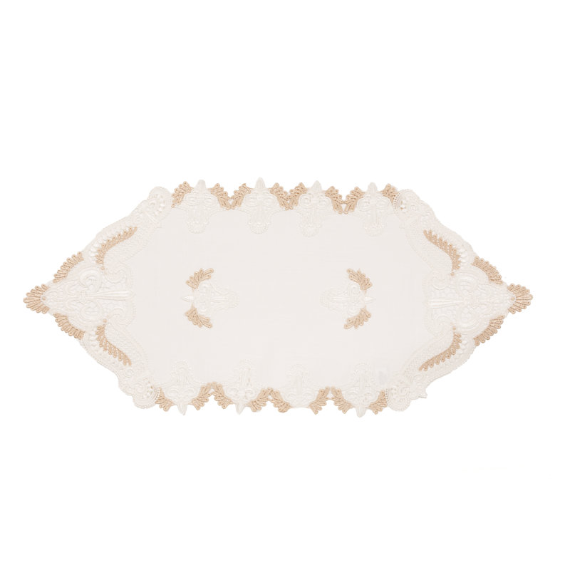 Monticello Elegant Lace Embroidered Cutwork Table Runner, 34" L x 15" W