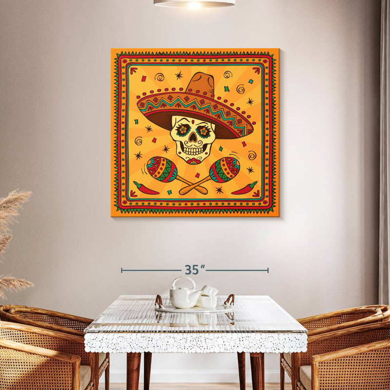 Lelend Mexican Festive Skull, 39" H x 39" W