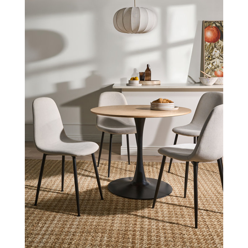 49cm H Fabric Upholstered Upholstered Back Side Chair in Beige