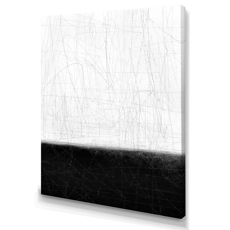 Art abstrait noir et blanc IV - Décoration murale moderne et contemporaine en toile, H 36 po x l 24 po x P 1 po, Toile tendue