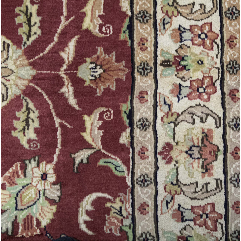 Hand-Knotted High-Quality Rust and Ivory Area Rug