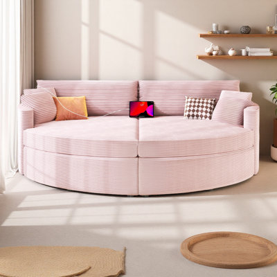 Très grand canapé-lit double avec méridienne 102,3 po et canapé-lit rembourré avec siège profond et ports USB pour le salon