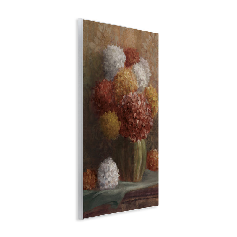 Plaque murale hortensia à tons chauds, design par Danhui Nai, H 15 po x l 10 po
