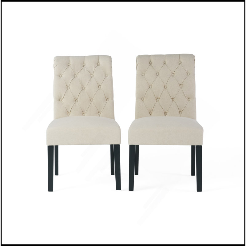 Ensemble de 2 chaises roulantes Broxton touffeté à manger KD MP2, Noir, noir, noir, noir, Ivoire ivoire
