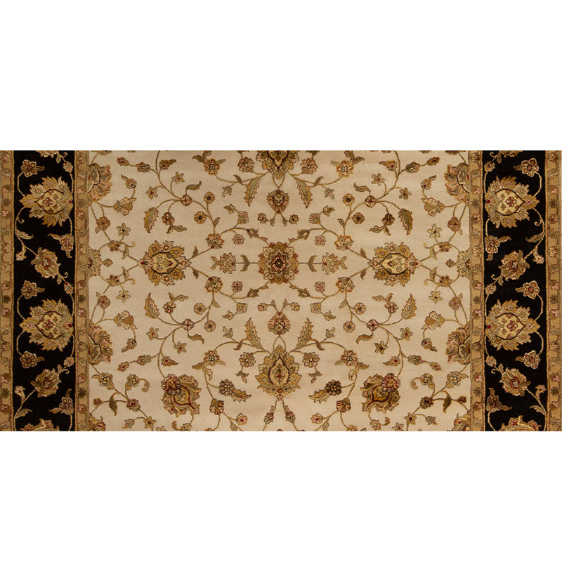 Tapis ivoire / noir / beige de haute qualité noué à la main