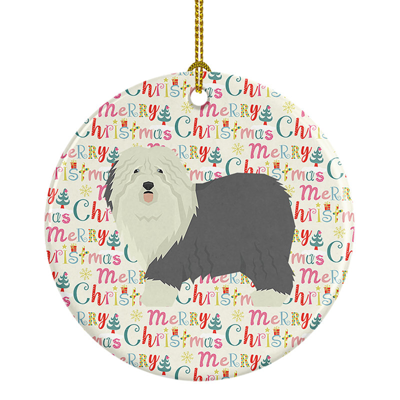 Ornement suspendu Old English Sheepdog Merry Christmas
