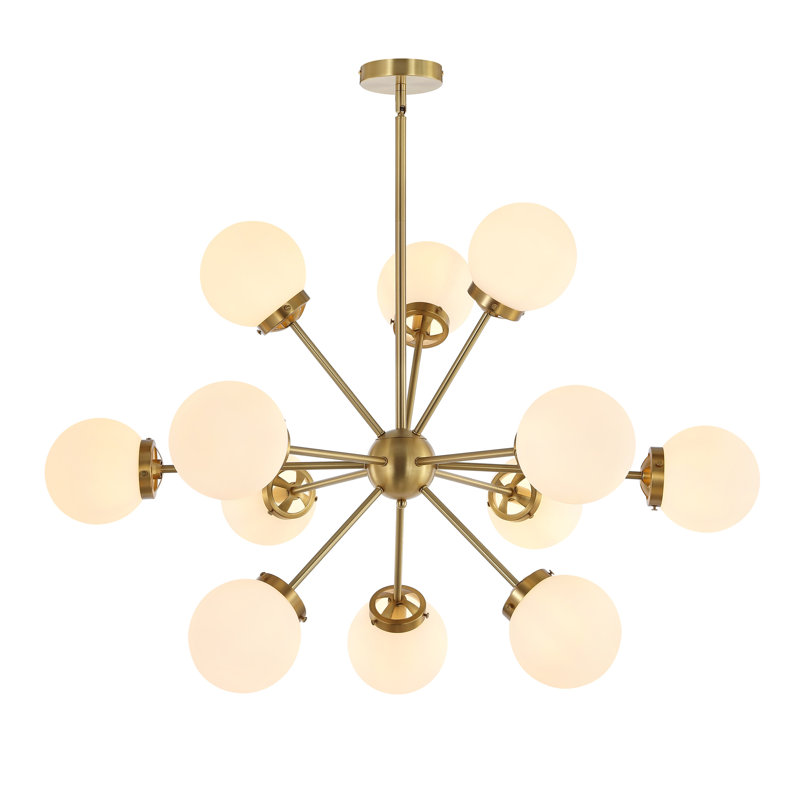 Lustre sphérique spoutnik 12 lumières Arisai Andreau, Blanc, Or