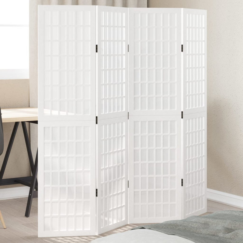 140cm W 4 - Panel Folding Room Divider, 160cm H x 140cm W x 0.16cm D, White