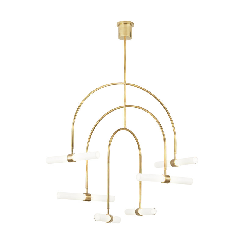 Calumn 6 - Light LED Chandelier, Natural Brass