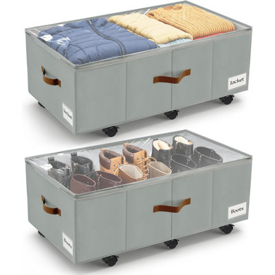 11 inch Under Bed Storage with Wheels, 2-Pack Underbed Storage Containers for College Dorms Bedrooms Organization