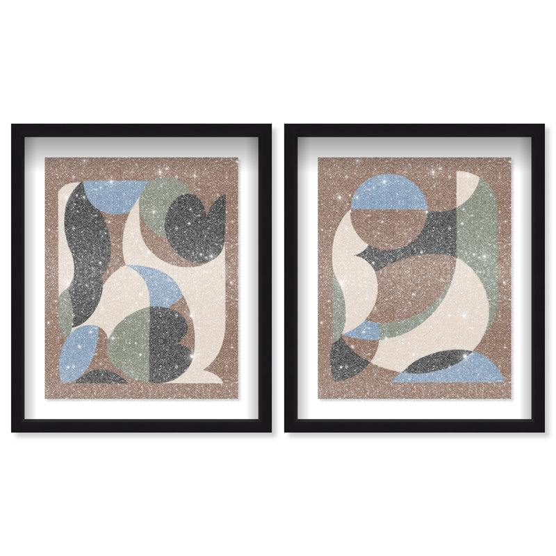Centered Harmony Set Set by Oliver Gal, 21.5" H x 17.5" W, Black Shadowbox