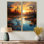By The Lake Sunrise Reflections 2 - Cottage Lake, reproduction d'art sur toile 2 pièces