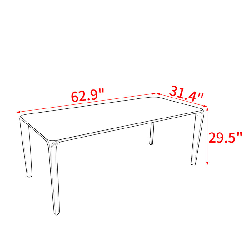 Table de salle à manger American, H 29,5 po x L 62,9 po x l 31,4 po