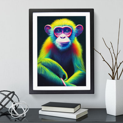 Neon Monkey No.3 - Wall Art
