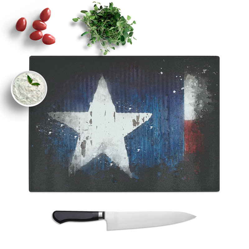 Tempered Glass Flag of Texas Chopping Board, 28.5 cm x 39 cm