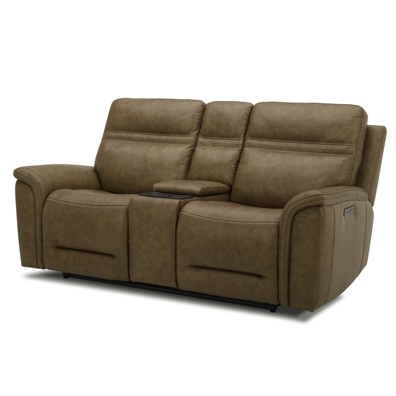 Cabrero 79'' Leather Power Reclining Loveseat, Camel
