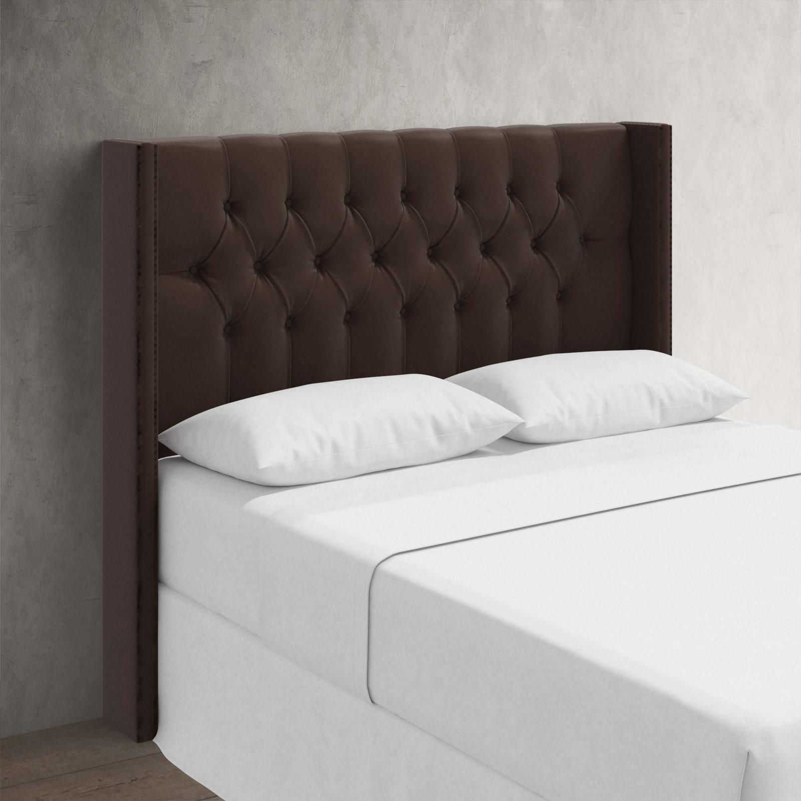 Knighten Upholstered Headboard, King, Classic Chocolate Velvet