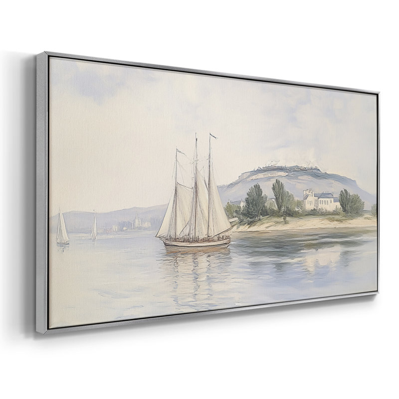 Série nautique-CL XXV- Toile tendue avec châssis tendue, prête à être accrochée, H 25 po x l 49 po, Argent argent