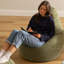 icon Dalton Cord Adults Bean Bag Recliner and Pouffe, Ready Filled Beanbag and Footstool Navy Blue-125475864
