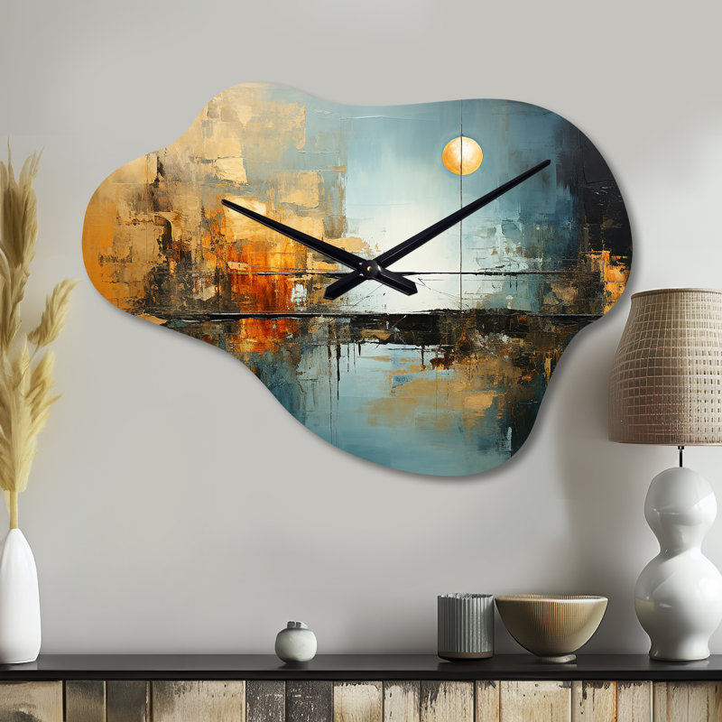 Horloge murale bleu sarcelle «Bold Energy I - Cloud Dams», horloge murale sarcelle, Petit