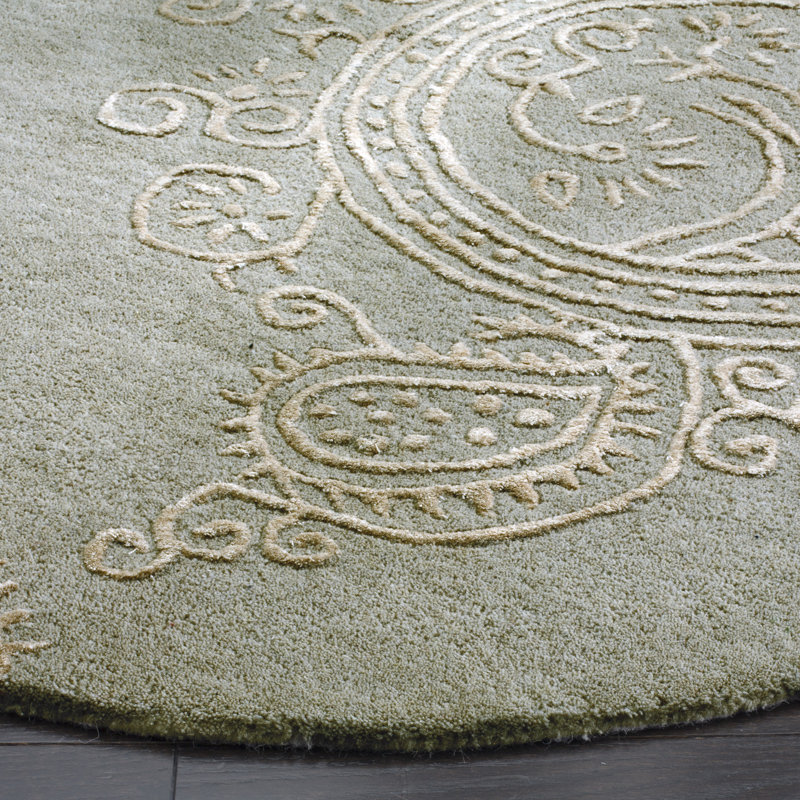 Tapis cachemire en laine et viscose Rudra, Rond 5 pi