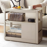 Modern Minimalist Grey Sintered Stone Rectangular Side Table