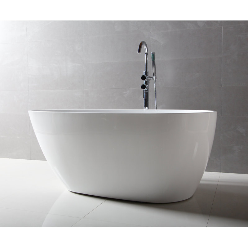 55.13'' x 29.5'' Freestanding Soaking Acrylic Bathtub