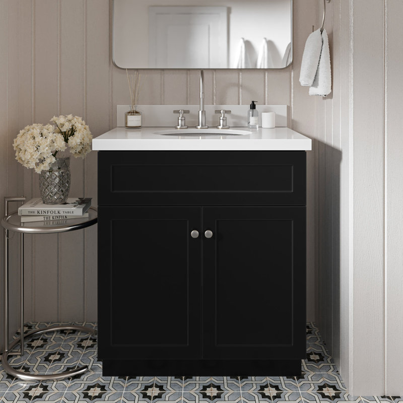 Ensemble de meuble-lavabo simple 31 po avec miroir Abell, Noir