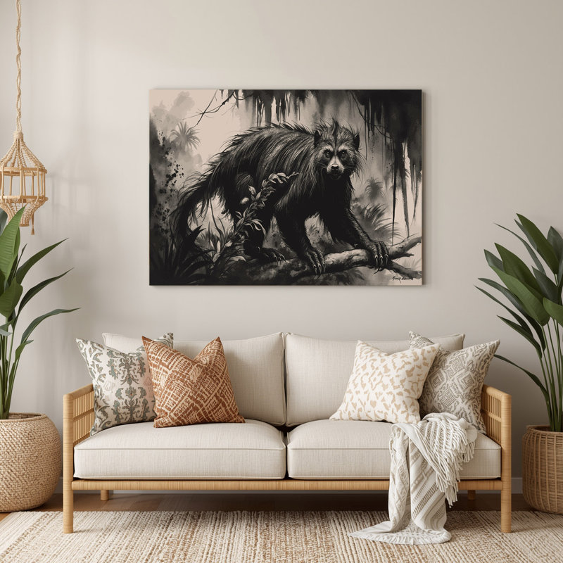 Faune, art mural gris Binturong, H 24 po x l 36 po