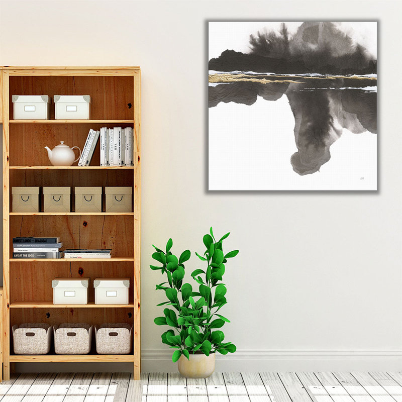 Mountain Reflection Black and White - reproduction d'art sur toile, H 12 po x l 12 po